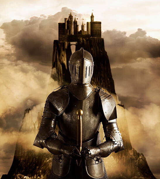 Colin Anderson Productions pty ltd Plakát, Obraz - Person in armor guarding castle, Colin Anderson Productions pty ltd, 35.8 × 40 cm