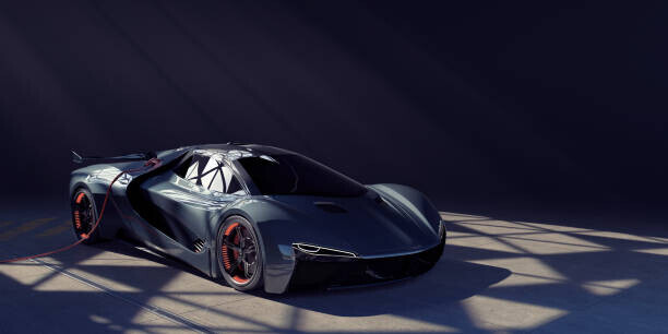 peepo Plakát, Obraz - Electric Sports Car Charging In Dark, peepo, 40 × 20 cm