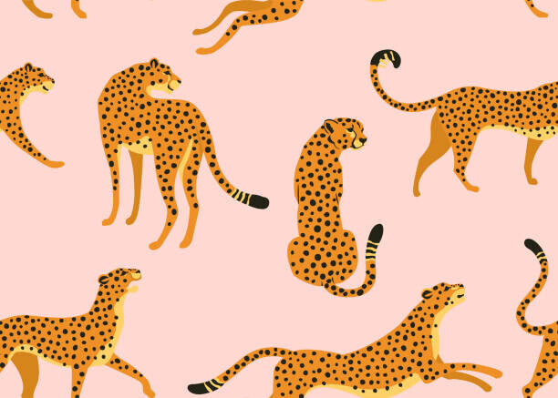 Angelina Bambina Plakát, Obraz - Leopard pattern with tropical leaves. Vector, Angelina Bambina, 40 × 30 cm