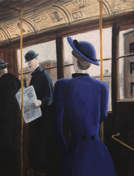 Dave Rheaume Artist Plakát, Obraz - Vintage Woman Streetcar Passenger, Dave Rheaume Artist, 30 × 40 cm