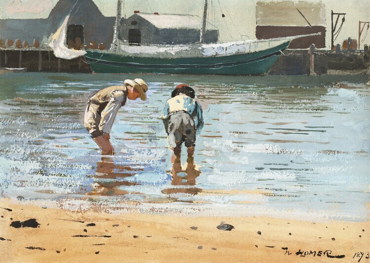 Winslow Homer Plakát, Obraz - Boys Wading (1873), Winslow Homer, 40 × 30 cm