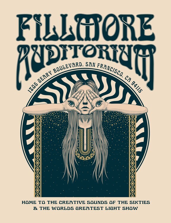 Retrodrome Plakát, Obraz - Fillmore Auditorium Psychedelic, Retrodrome, 30 × 40 cm