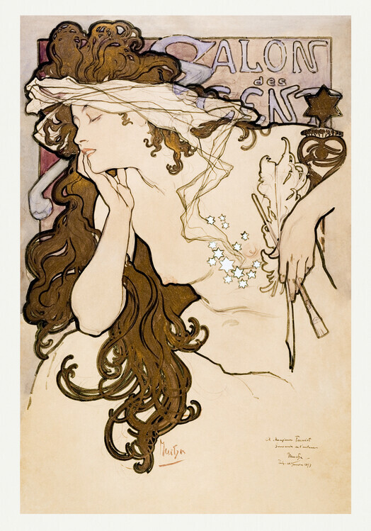 Alfons Mucha Plakát, Obraz - Salon des Cent (1896), Alfons Mucha, 26.7 × 40 cm