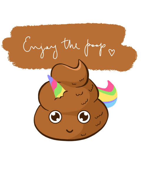 Yana Kalashnikova Plakát, Obraz - Cute funny quote Enjoy the poop with unicorn emoji, Yana Kalashnikova, 30 × 40 cm