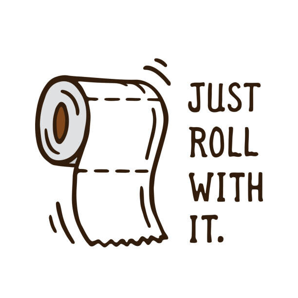 Joel Masson Plakát, Obraz - Just roll with it toilet paper doodle drawing, Joel Masson, 40 × 40 cm