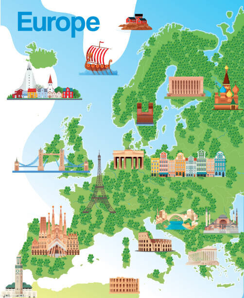 drmakkoy Plakát, Obraz - Europe Tourism Map, drmakkoy, 32.8 × 40 cm