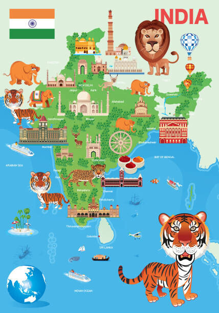 drmakkoy Plakát, Obraz - India Cartoon Map, drmakkoy, 26.7 × 40 cm