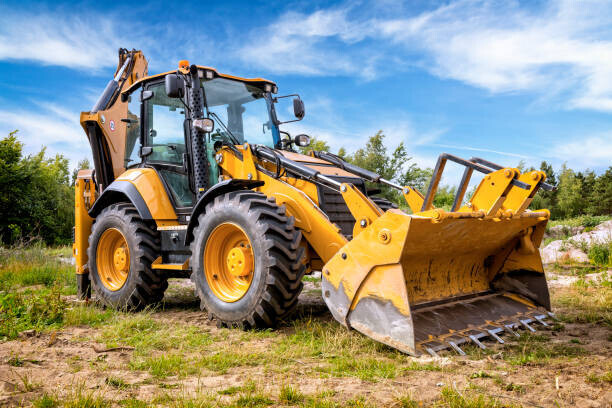 ewg3D Plakát, Obraz - Yellow earth mover in construction site, ewg3D, 40 × 26.7 cm