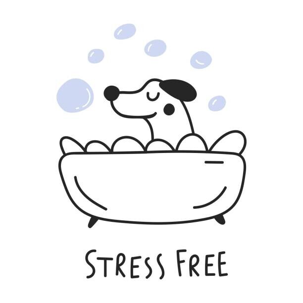 Igor Levin Plakát, Obraz - Cute dog taking a bath. Stress free., Igor Levin, 40 × 40 cm