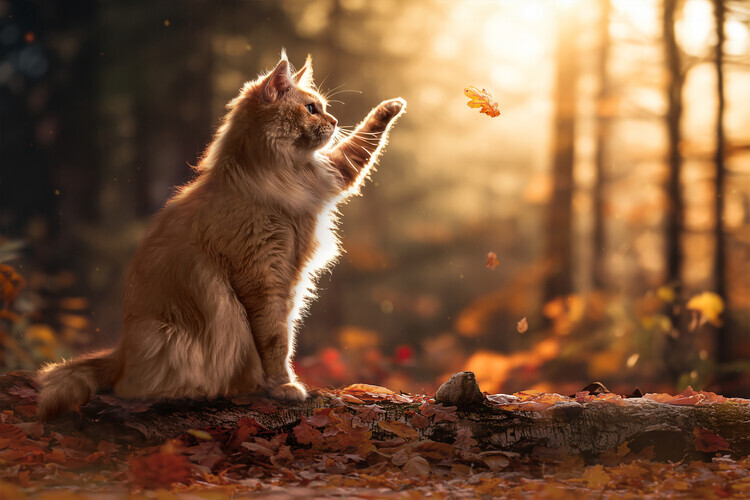 Marcel Egger Plakát, Obraz - Autumn Cat, Marcel Egger, 40 × 26.7 cm