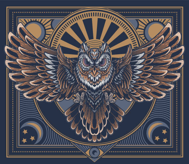 Serhii Yakovliev Plakát, Obraz - Flying owl poster., Serhii Yakovliev, 40 × 34.7 cm