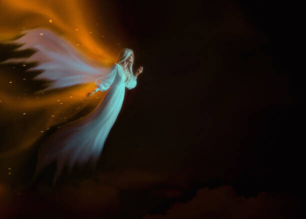 Kharchenko_irina7 Plakát, Obraz - deceased Soul flies in heaven to, Kharchenko_irina7, 40 × 30 cm