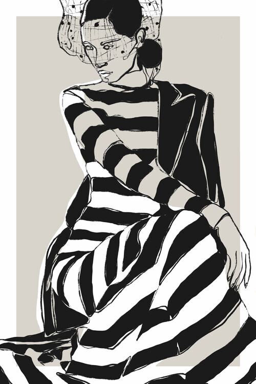 Treechild Plakát, Obraz - Striped Dress, Treechild, 26.7 × 40 cm