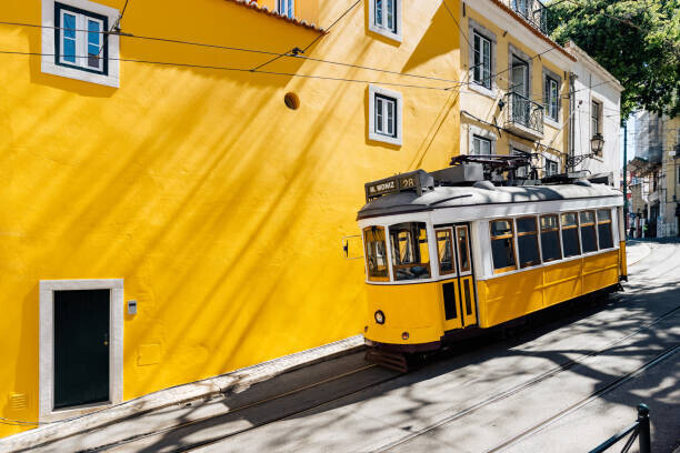 Alexander Spatari Plakát, Obraz - Yellow tram moving past yellow building, Alexander Spatari, 40 × 26.7 cm