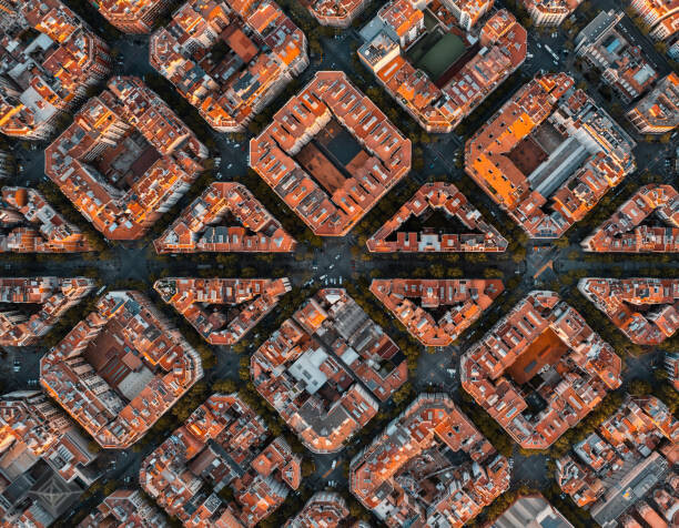 Pol Albarrán Plakát, Obraz - Aerial view of the residential Eixample, Pol Albarrán, 40 × 30 cm