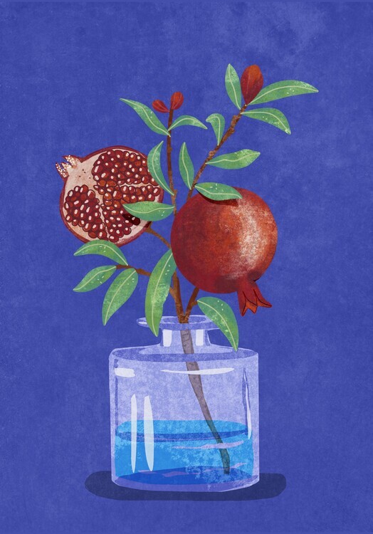 Raissa Oltmanns Plakát, Obraz - Pomegranate in Vase, Raissa Oltmanns, 26.7 × 40 cm