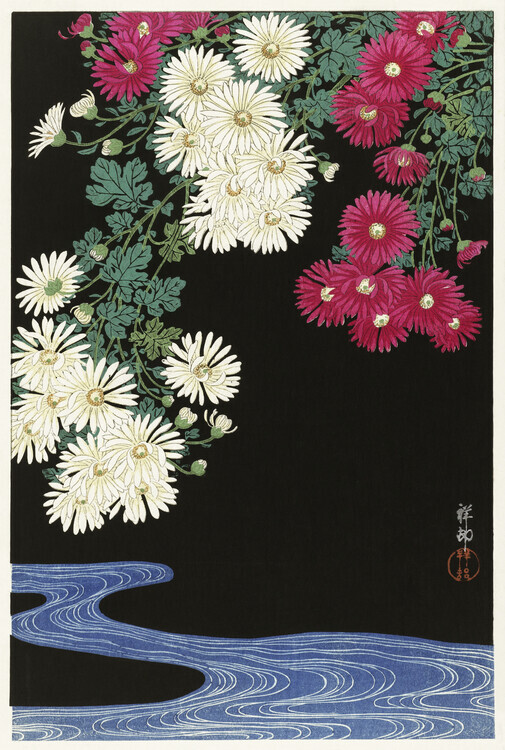 Ohara Koson Plakát, Obraz - Chrysanthemum and Running Water, Ohara Koson, 26.7 × 40 cm