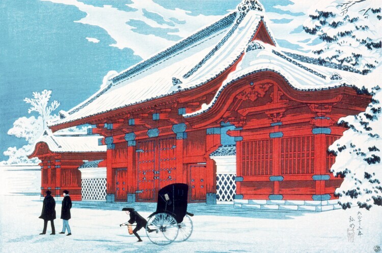 Hiroaki Takahashi Plakát, Obraz - The Red Gate of Hongo in Snow (1926), Hiroaki Takahashi, 40 × 26.7 cm