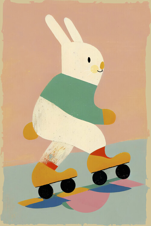 Treechild Plakát, Obraz - Skating Bunny, Treechild, 26.7 × 40 cm