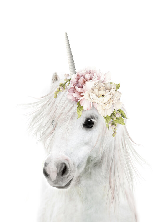 Lola Peacock Plakát, Obraz - Floral Unicorn, Lola Peacock, 30 × 40 cm