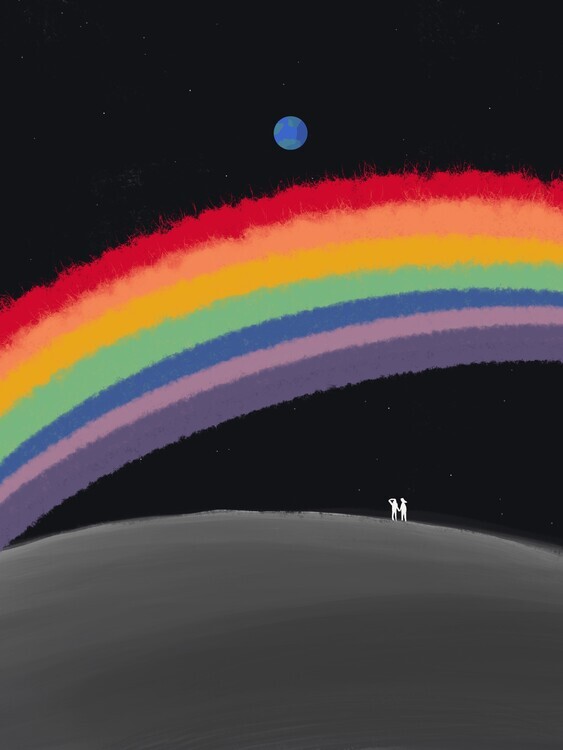 Little Dean Plakát, Obraz - Rainbow over the galaxy, Little Dean, 30 × 40 cm
