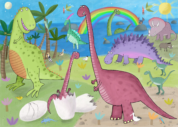 Carla Daly Plakát, Obraz - Cute Dinosaur in the Jurassic Park, Carla Daly, 40 × 30 cm