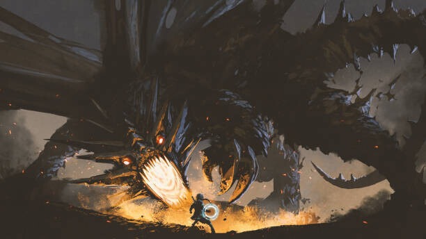 Grandfailure Plakát, Obraz - the girl fighting the legendary dragon, Grandfailure, 40 × 22.2 cm
