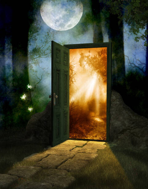 ratpack223 Plakát, Obraz - Magical Fairy Wood with Door to New World, ratpack223, 30 × 40 cm