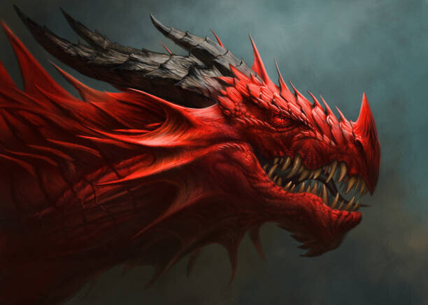 Refluo Plakát, Obraz - Red dragon head digital painting., Refluo, 40 × 30 cm