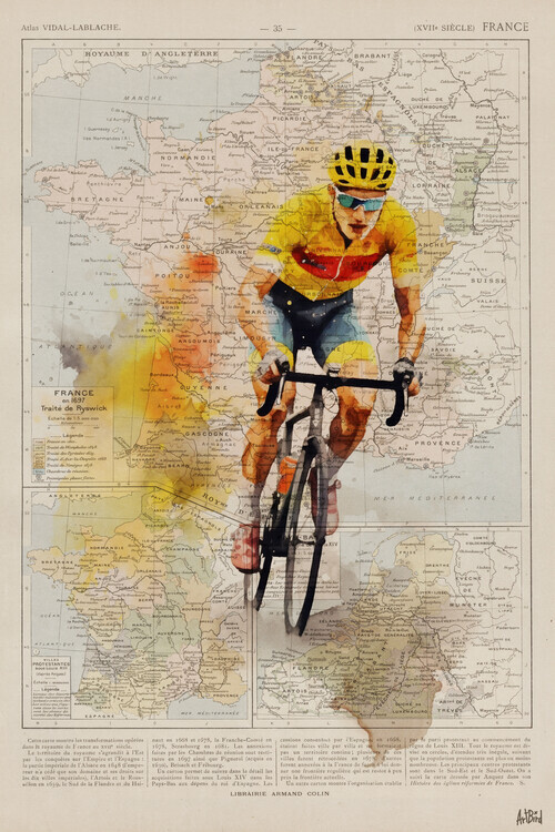 Thomas Chedeville Plakát, Obraz - Bicycle Race France, Thomas Chedeville, 26.7 × 40 cm