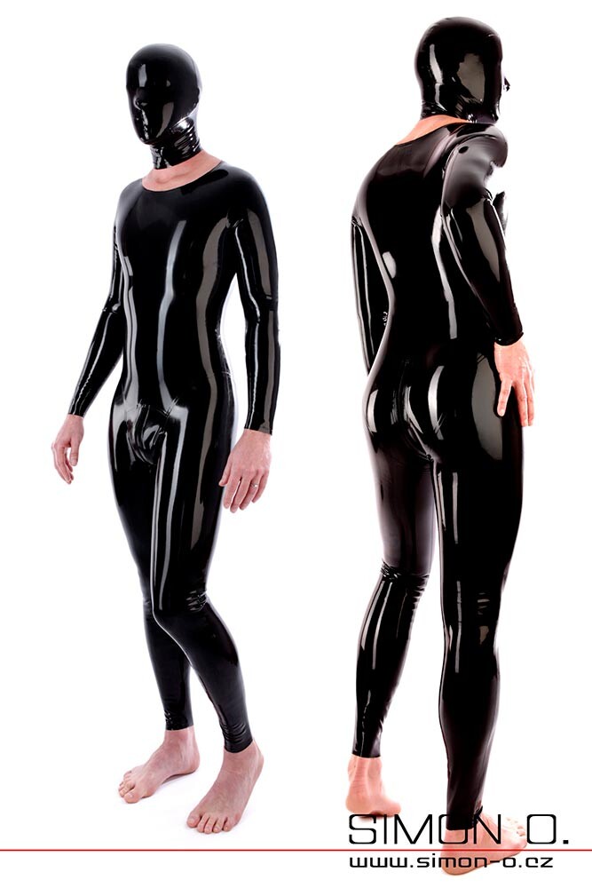 Bezzipový latexový catsuit pánský