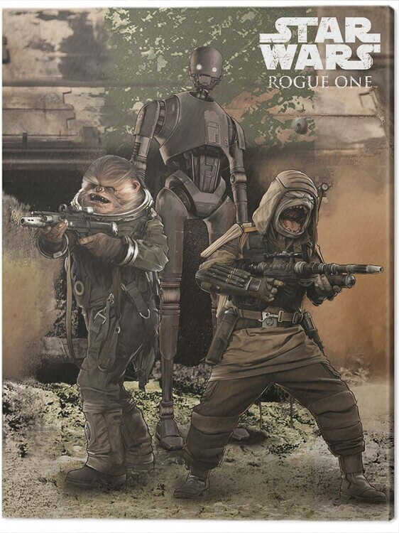 PYRAMID Obraz na plátně Star Wars Rogue One - Pao, Bistan & K - 2S0, 2 - 80×60 cm