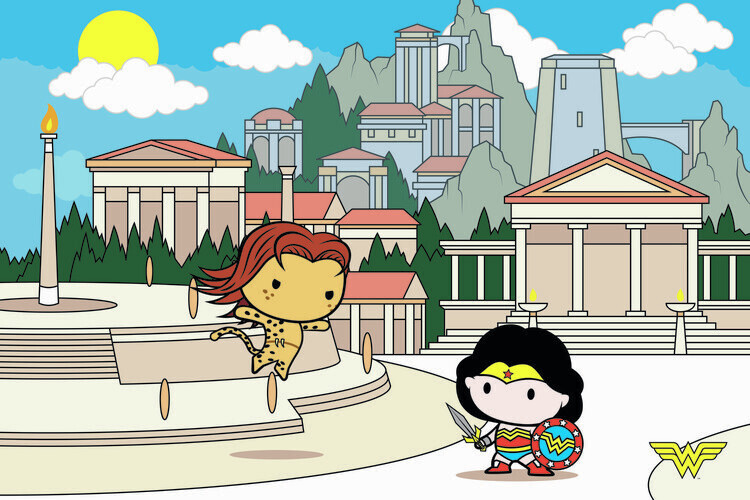 Europosters Plakát, Obraz - Wonder Woman and Cheetah - Chibi, 40 × 26.7 cm