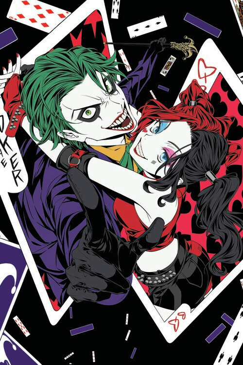 Europosters Plakát, Obraz - Joker and Harley - Manga, 26.7 × 40 cm