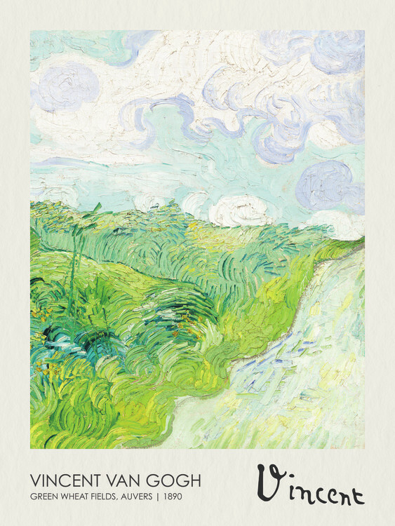 Vincent van Gogh Plakát, Obraz - Green Wheat Fields, Auvers (1890), Vincent van Gogh, 30 × 40 cm