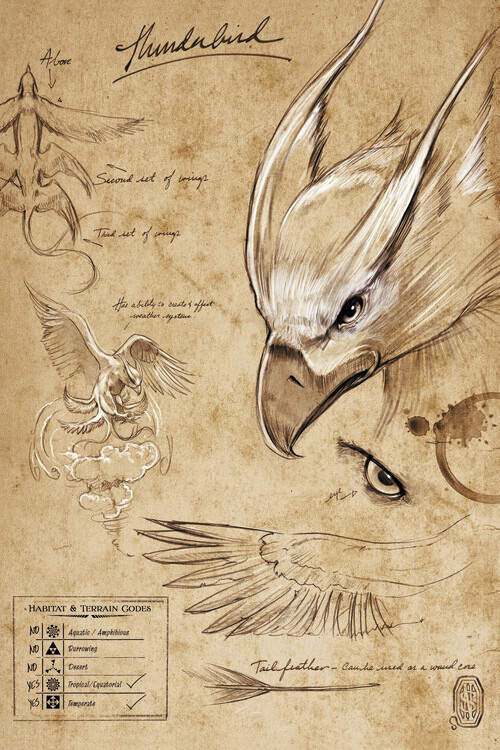 Europosters Plakát, Obraz - Fantastická zvířata - Thunderbird, 26.7 × 40 cm