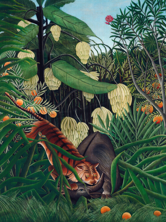 Henri Rousseau Plakát, Obraz - The Tiger & The Buffalo, Henri Rousseau, 30 × 40 cm