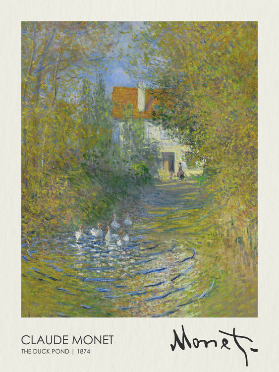 Claude Monet Plakát, Obraz - The Duck Pond (1874), Claude Monet, 30 × 40 cm
