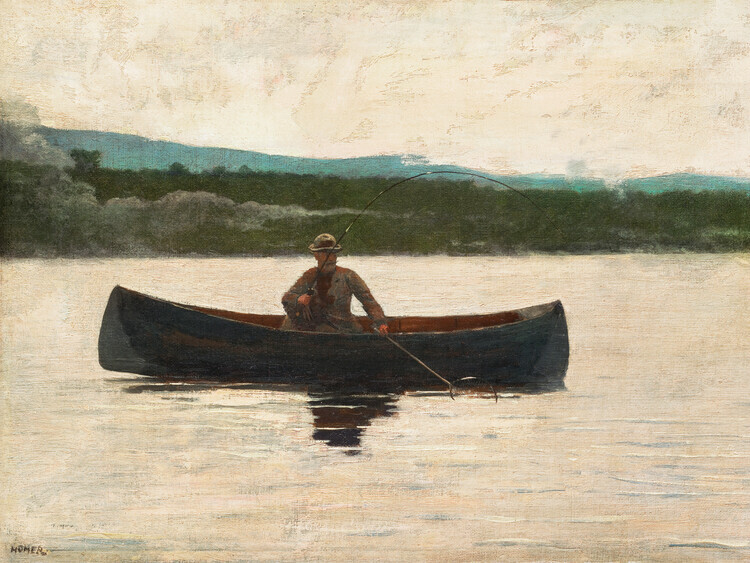 Winslow Homer Plakát, Obraz - Playing a Fish, Winslow Homer, 40 × 30 cm