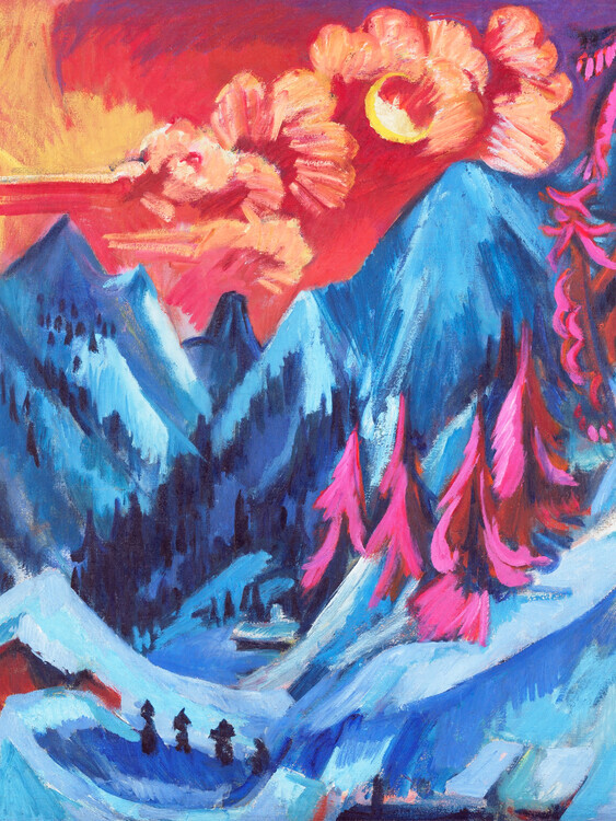 Ernst Ludwig Kirchner Plakát, Obraz - Winter Landscape in Moonlight, Ernst Ludwig Kirchner, 30 × 40 cm