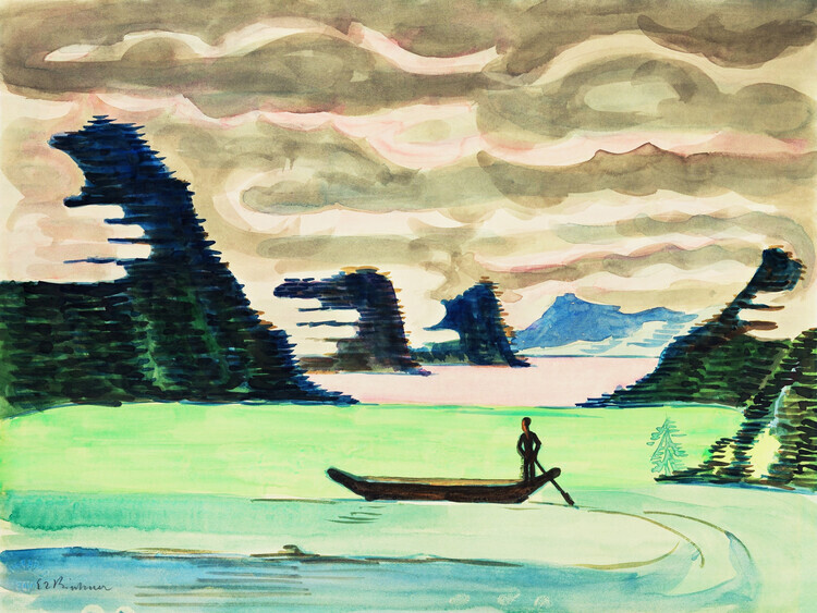 Ernst Ludwig Kirchner Plakát, Obraz - A Man & A Boat, Ernst Ludwig Kirchner, 40 × 30 cm