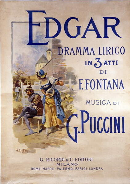 Hohenstein, Adolfo Plakát, Obraz - Poster for the opera “Edgar” by composer Giacomo Puccini, Hohenstein, Adolfo, 26.7 × 40 cm