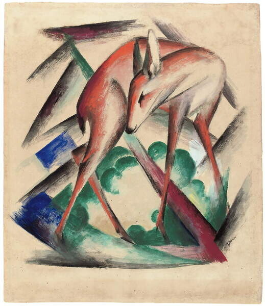 Marc, Franz Plakát, Obraz - Deer, 1912, Marc, Franz, 34.6 × 40 cm