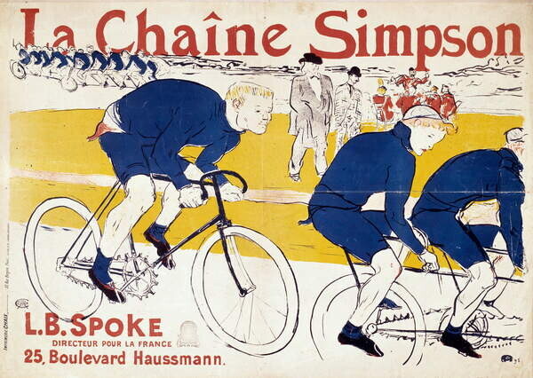 Toulouse-Lautrec, Henri de Plakát, Obraz - Poster for the Simpson bicycle chains, Toulouse-Lautrec, Henri de, 40 × 30 cm
