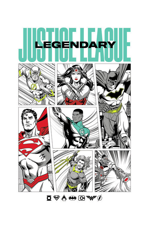 Europosters Plakát, Obraz - Justice League - Legendary team, 26.7 × 40 cm