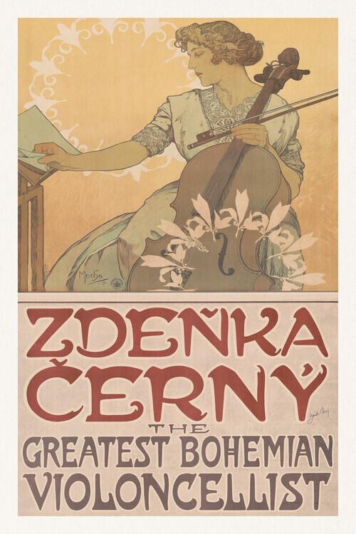 Alfons Mucha Plakát, Obraz - Zdenka Cerny: The Greatest Bohemian Violoncellist, Alfons Mucha, 26.7 × 40 cm