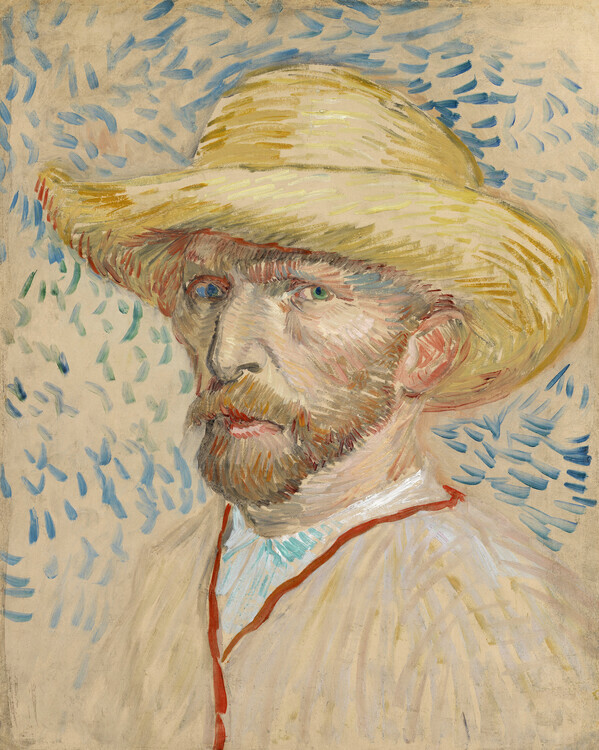 Vincent van Gogh Plakát, Obraz - Self Portrait with Straw Hat, 1887, Vincent van Gogh, 30 × 40 cm