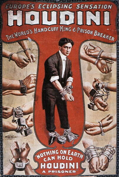 American School, Plakát, Obraz - Houdini performance, 1906, American School,, 26.7 × 40 cm