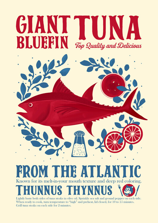 Dionisis Gemos Plakát, Obraz - Tuna kitchen print, Dionisis Gemos, 30 × 40 cm