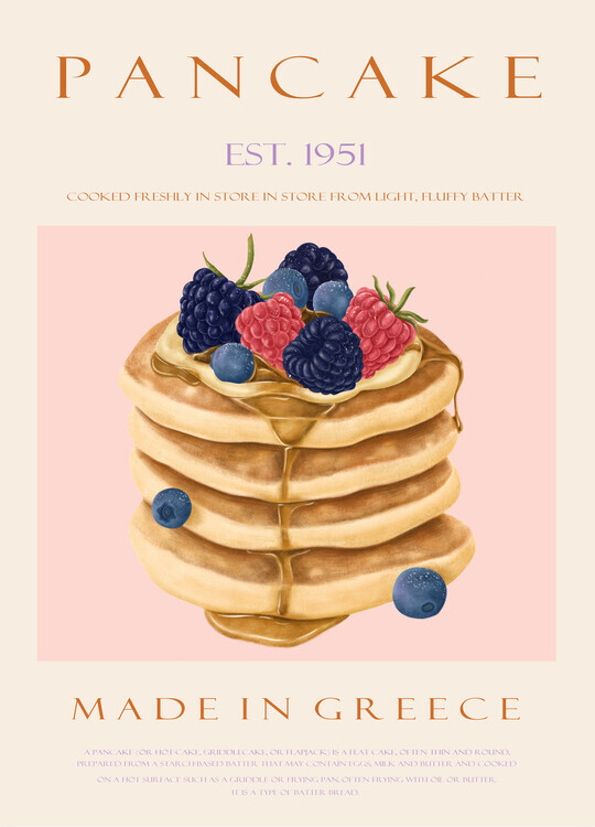 Rikke Londager Boisen Plakát, Obraz - Pancakes Est. 1951, Rikke Londager Boisen, 30 × 40 cm